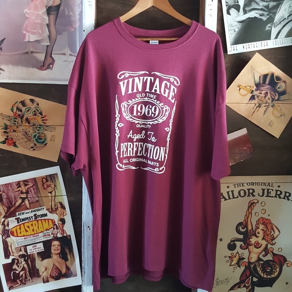 Vintage Other - Maroon Vintage Aged To Perfection 3X Mens Tee Vintage Other - Maroon Vintage Aged To Perfection 3X Mens Tee